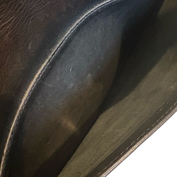 Vintage Coach Loden Leather Equestrian Large Flap Bag in Dark Brown - Style 9807 - Picture 13 of 15